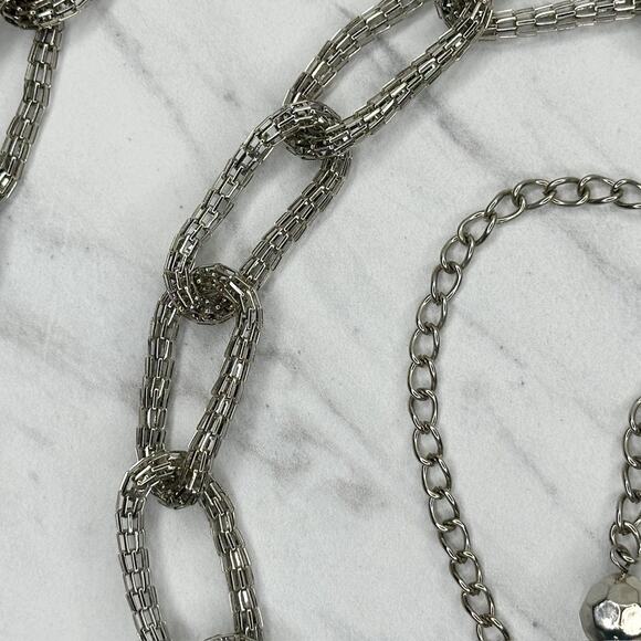 Silver Mesh Chain Link Belt Adjustable Y2K Plus Size One Size โจ - Picture 8 of 10